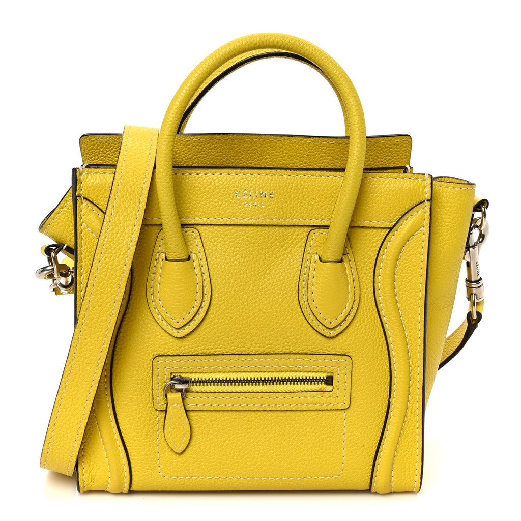 Drummed Calfskin Nano Luggage Citron