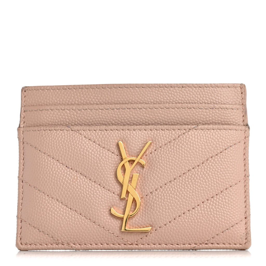 Grain De Poudre Matelasse Chevron Monogram Credit  Case Pale Pink