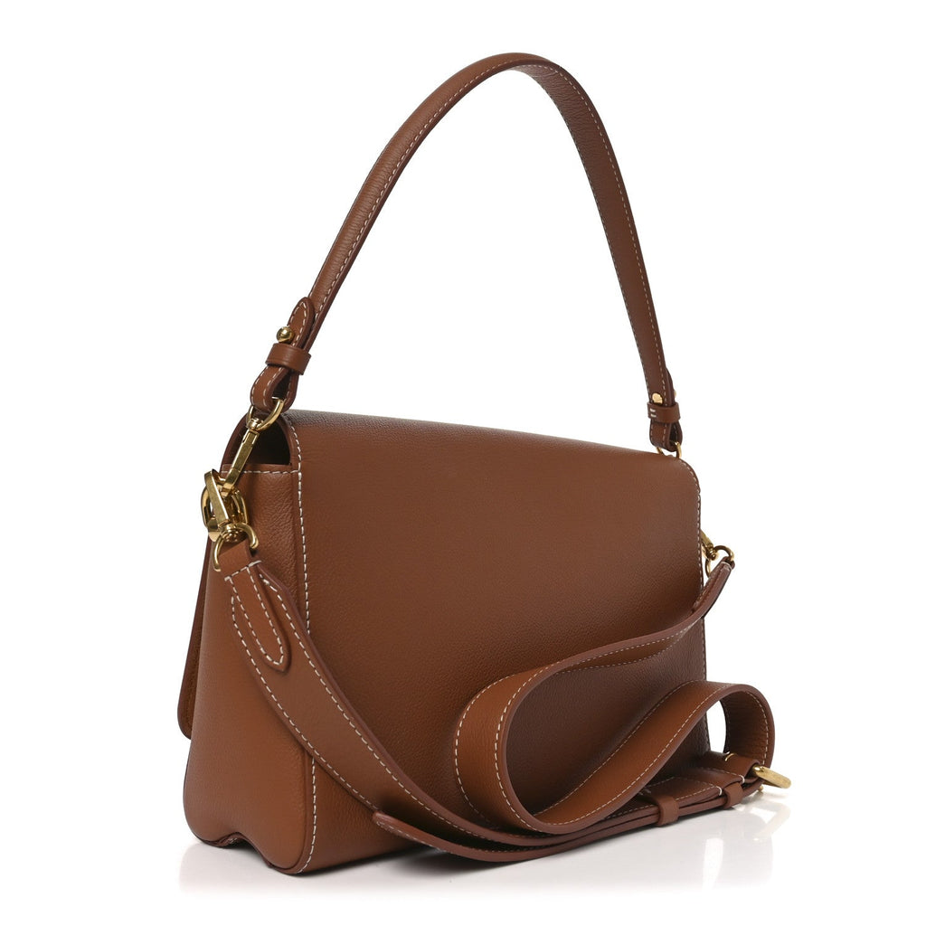 Calfskin Soft Twist Shoulder Bag Cognac