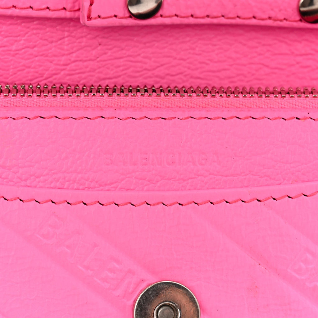 Shiny Goatskin Logo Embossed BB Wallet On Chain Acid Pink