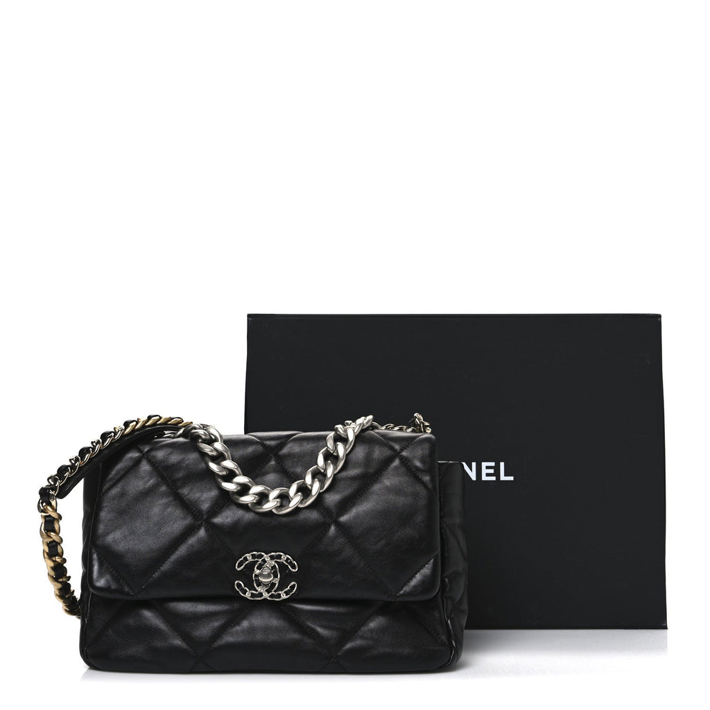Lambskin Quilted Large Chanel 19 Flap Black