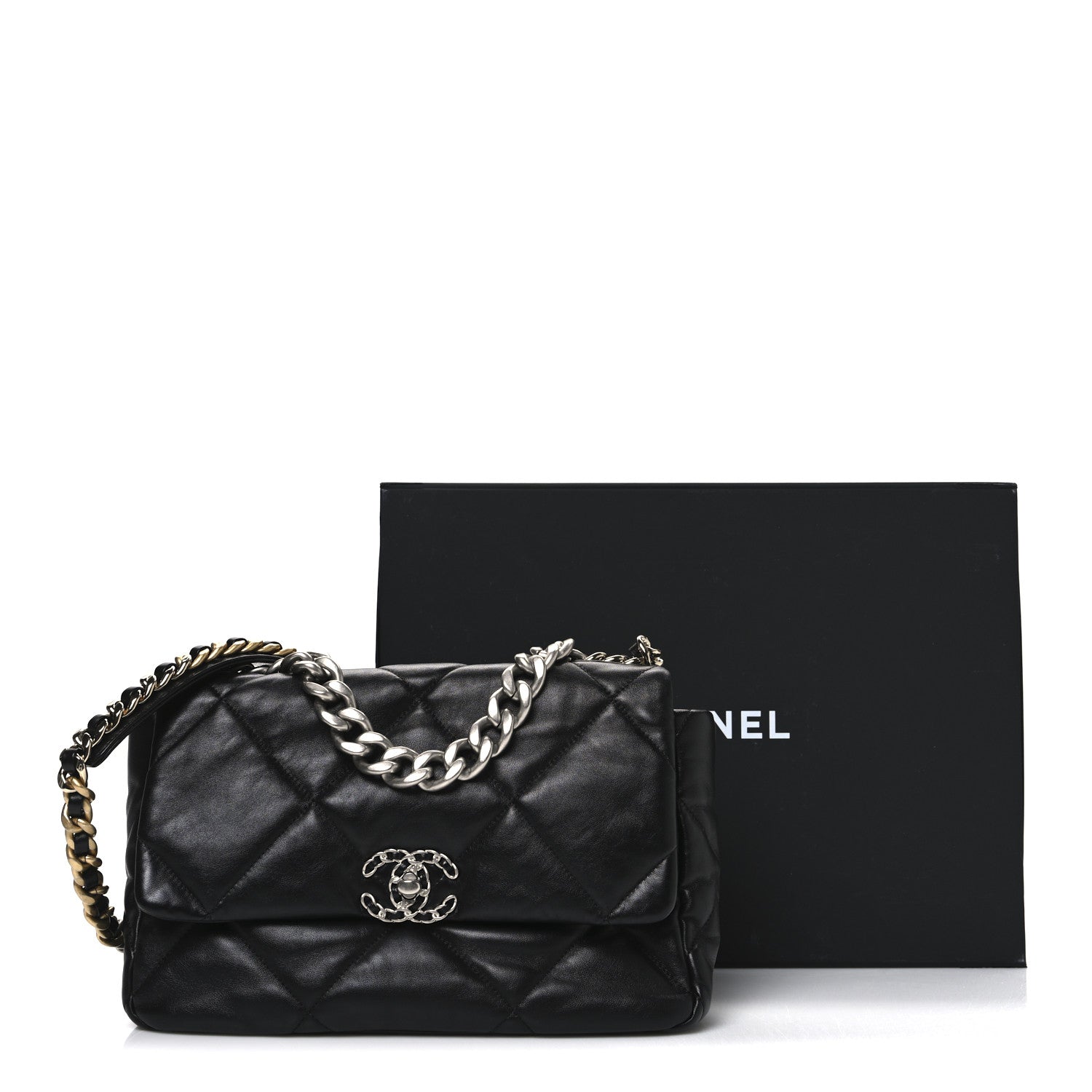 Lambskin Quilted Large Chanel 19 Flap Black