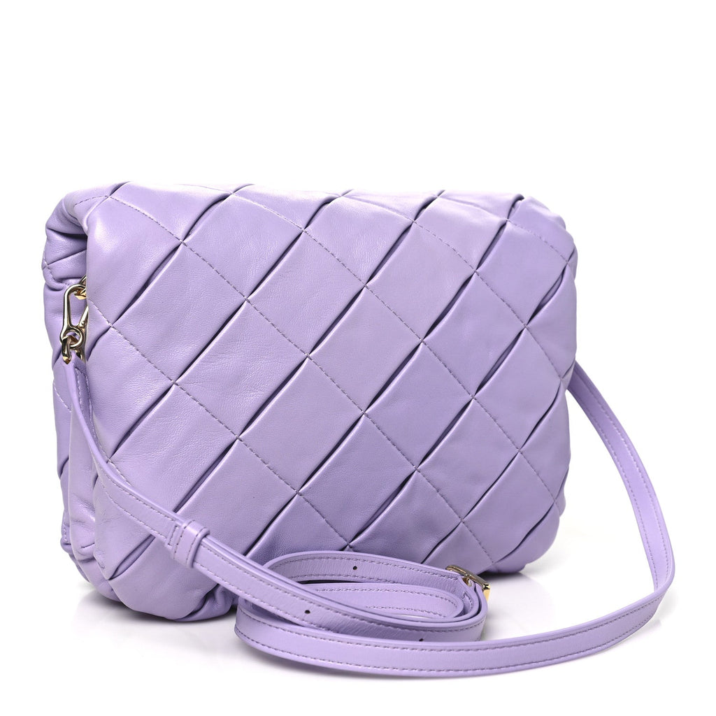 Lambskin Pleated Goya Puffer Bag Light Mauve