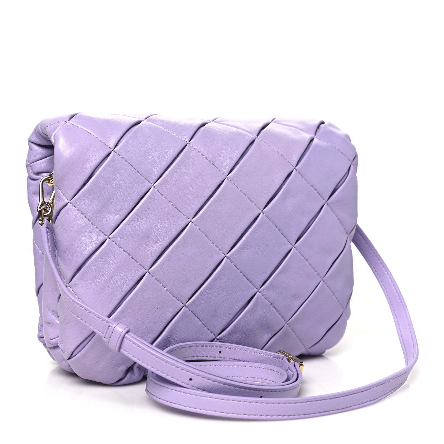 Lambskin Pleated Goya Puffer Bag Light Mauve