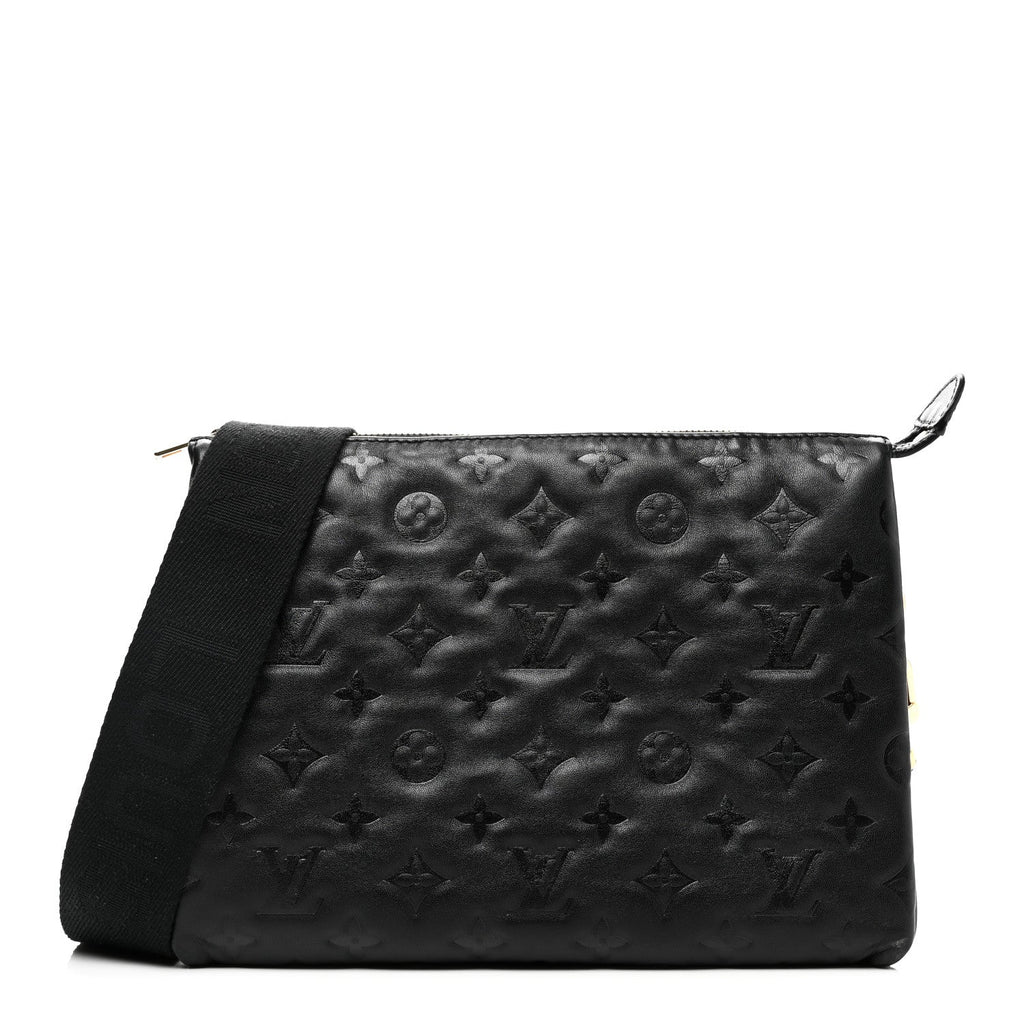 Lambskin Embossed Monogram Coussin PM Black