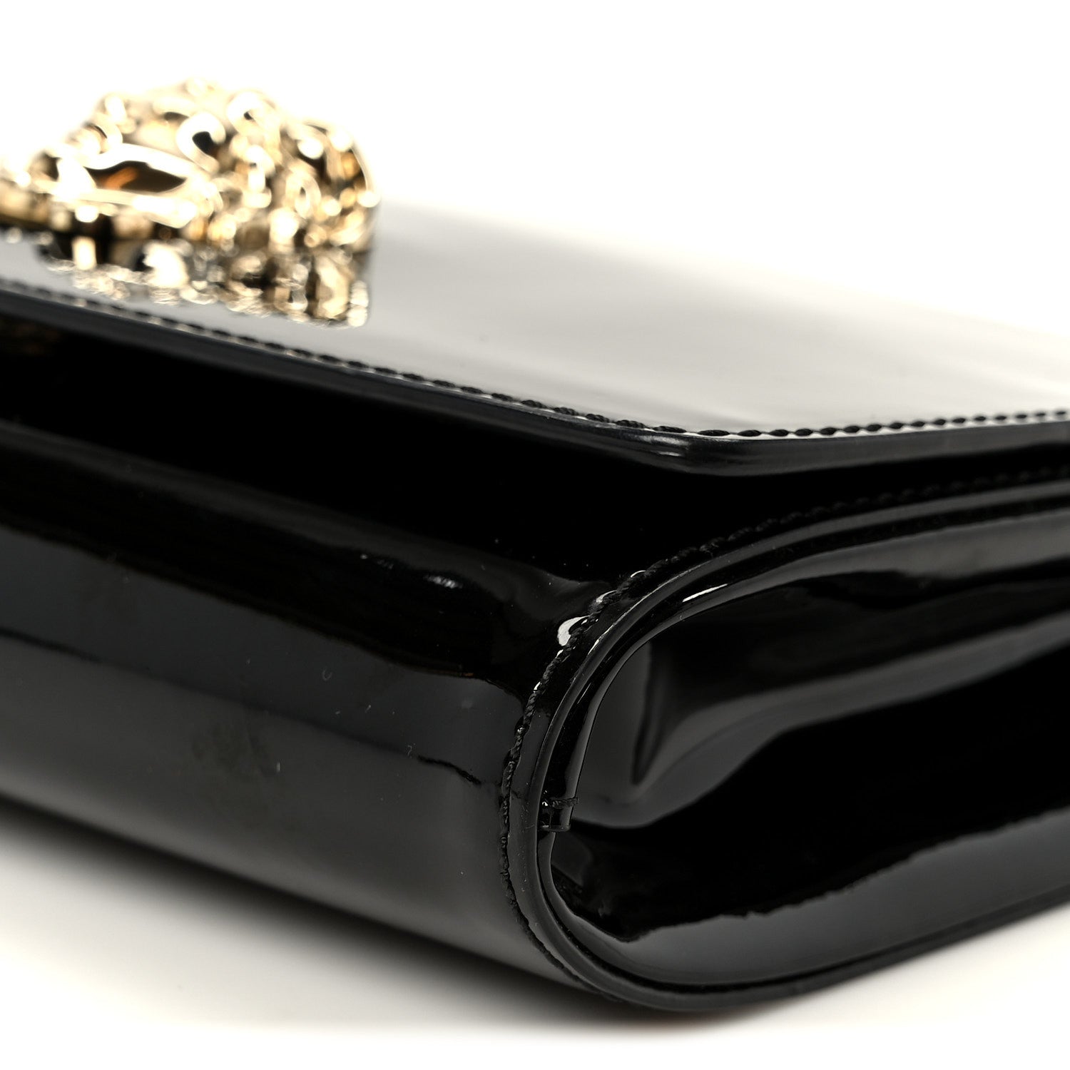 Patent Palazzo Medusa Chain Evening Bag Black