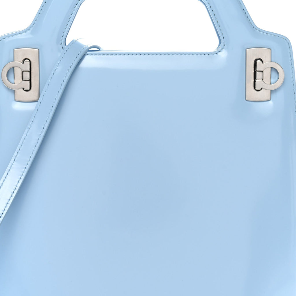 Brushed Calfskin North South Wanda Top Handle Bag Sky Blue