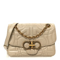 Calfskin Quilted Gancini Flap Bag Peony