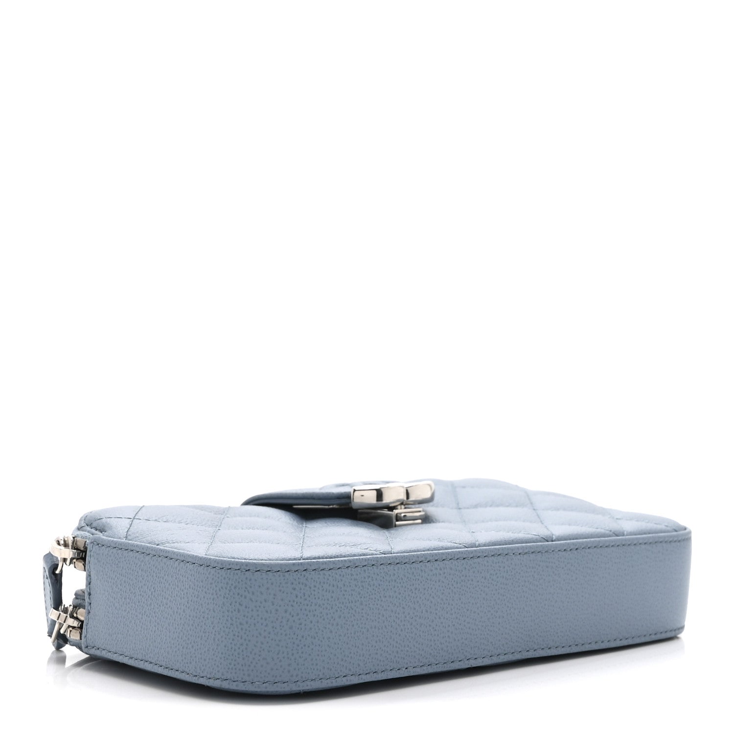 Caviar Quilted CC Box Clutch With Chain Blue