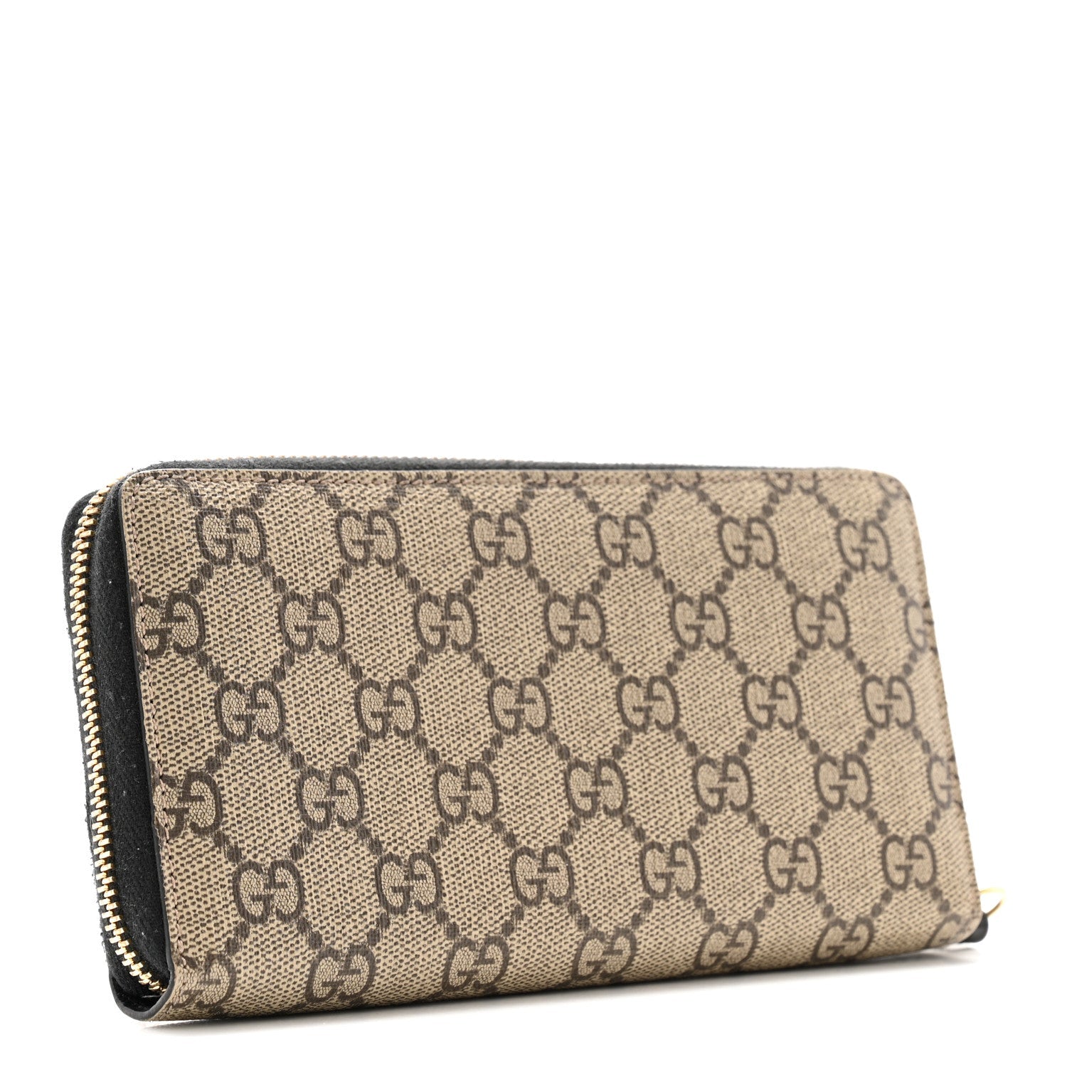 Dollar Calfskin GG Supreme Monogram GG Marmont Zip Around Wallet Black Beige Ebony
