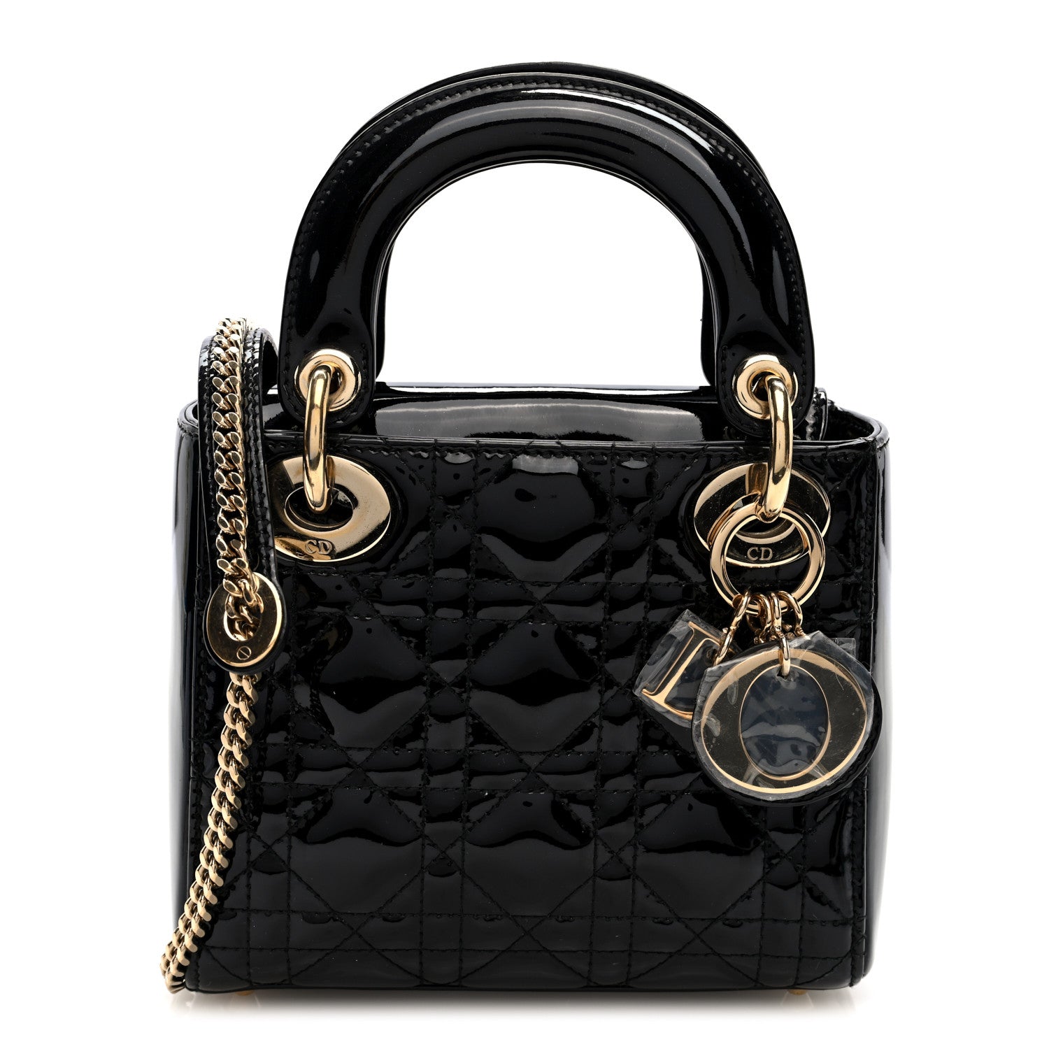 Patent Cannage Mini Lady Dior Black