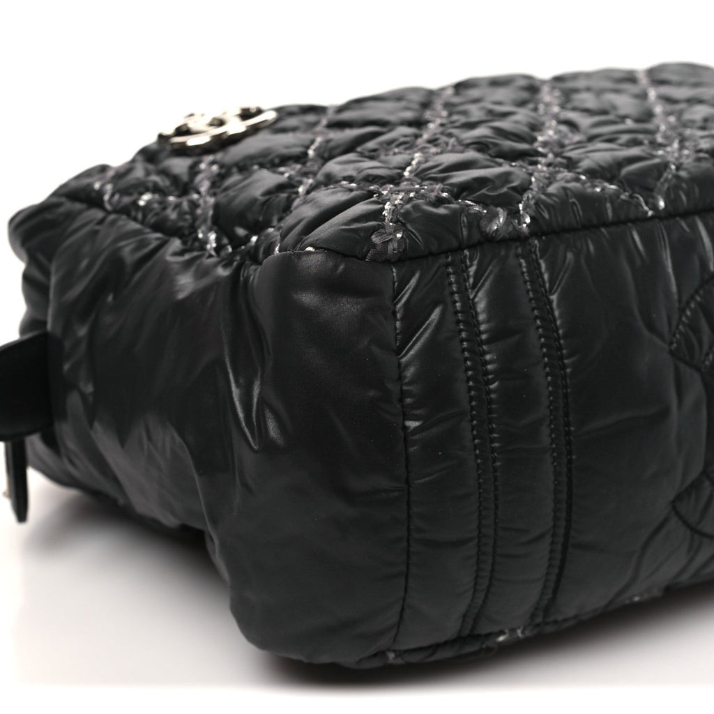 Nylon Quilted Tweed Stitch Bubble Camera Case Black