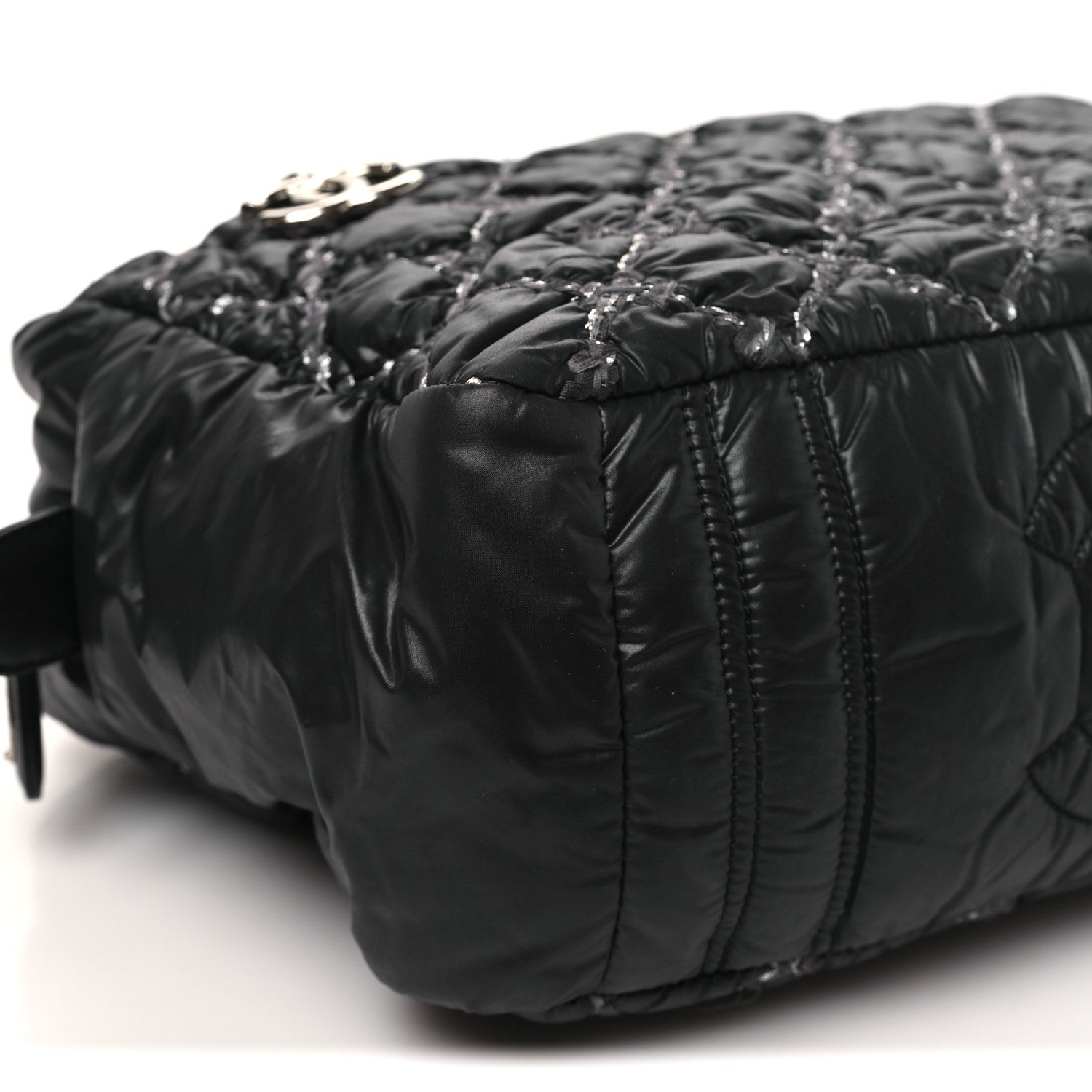 Nylon Quilted Tweed Stitch Bubble Camera Case Black