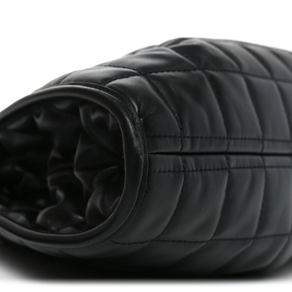 Calfskin Quilted Medium Deco Tote Bag Black