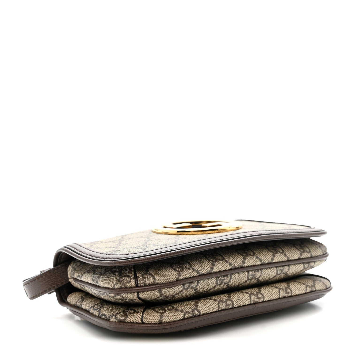 GG Supreme Monogram Textured Dollar Calfskin Mini Blondie Chain Shoulder Flap Bag Beige Ebony New Acero