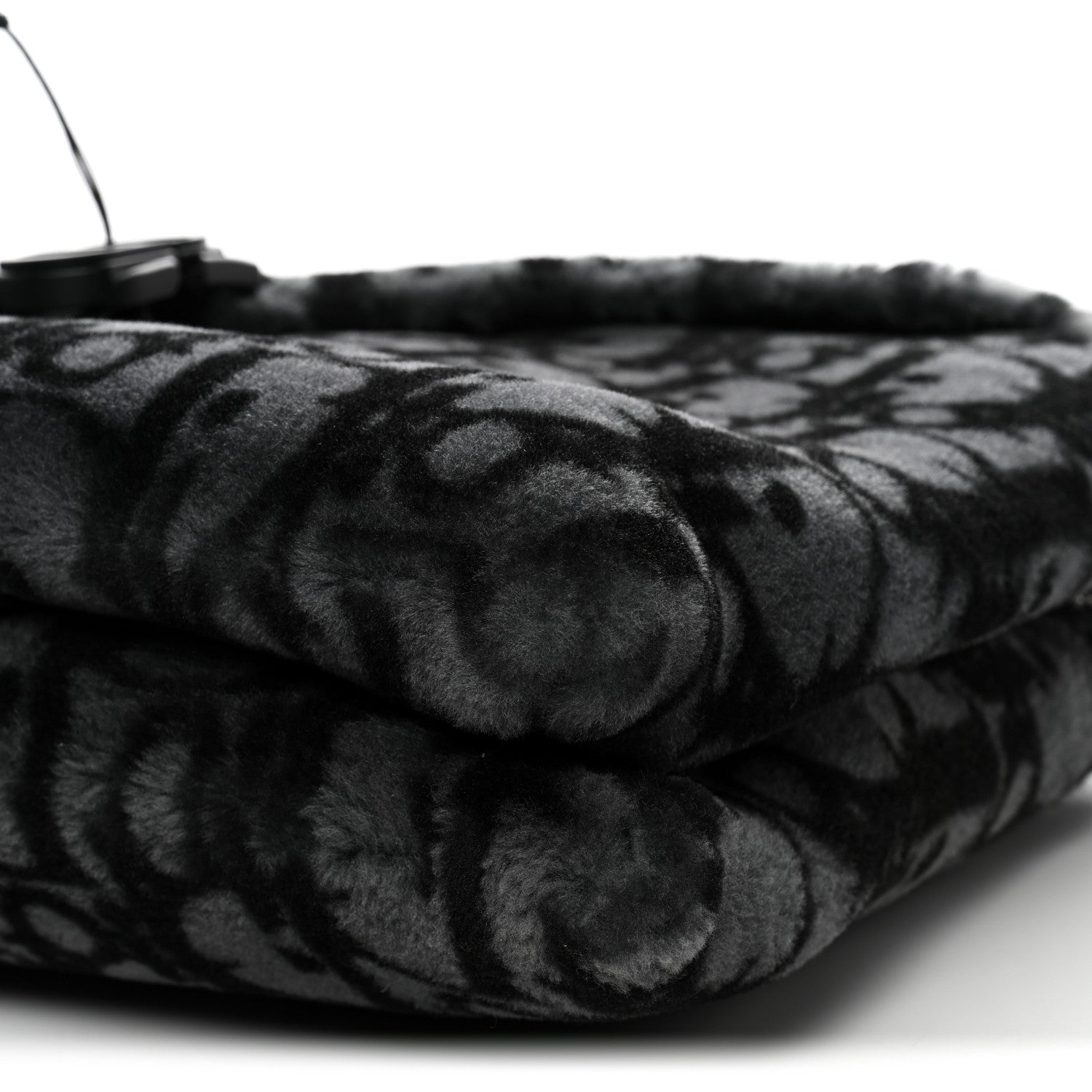 Oblique Mink Fur Saddle Soft Bag Dark Grey