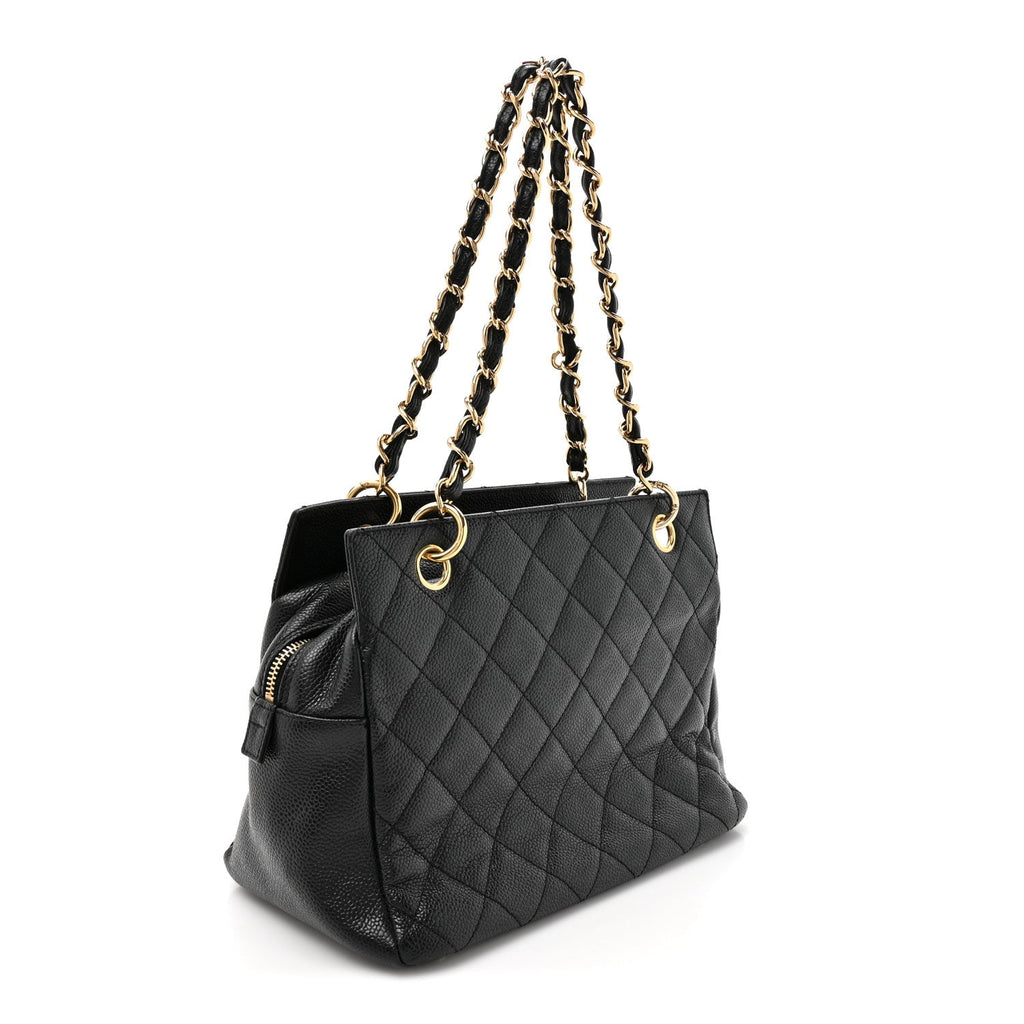 Caviar Quilted Petit Timeless Tote PTT Black