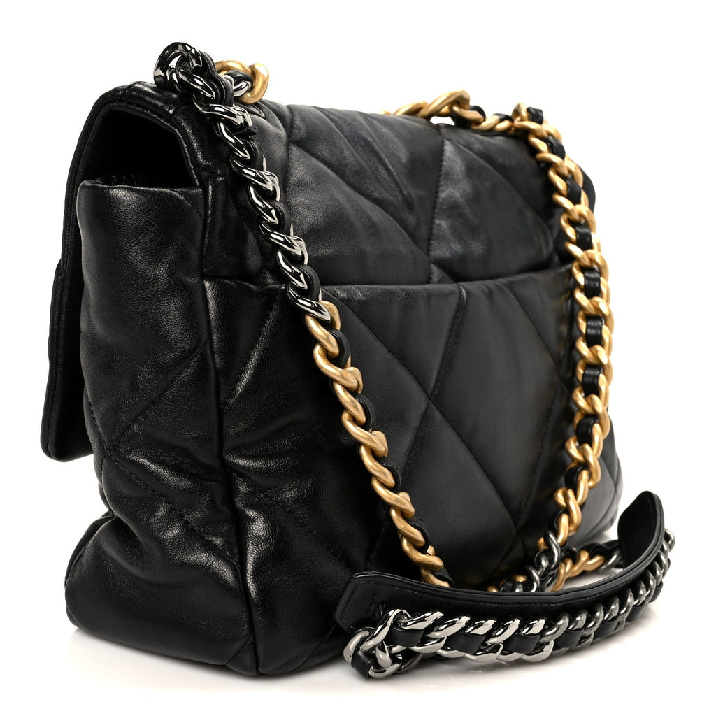 Goatskin Quilted Large Chanel 19 Flap Black