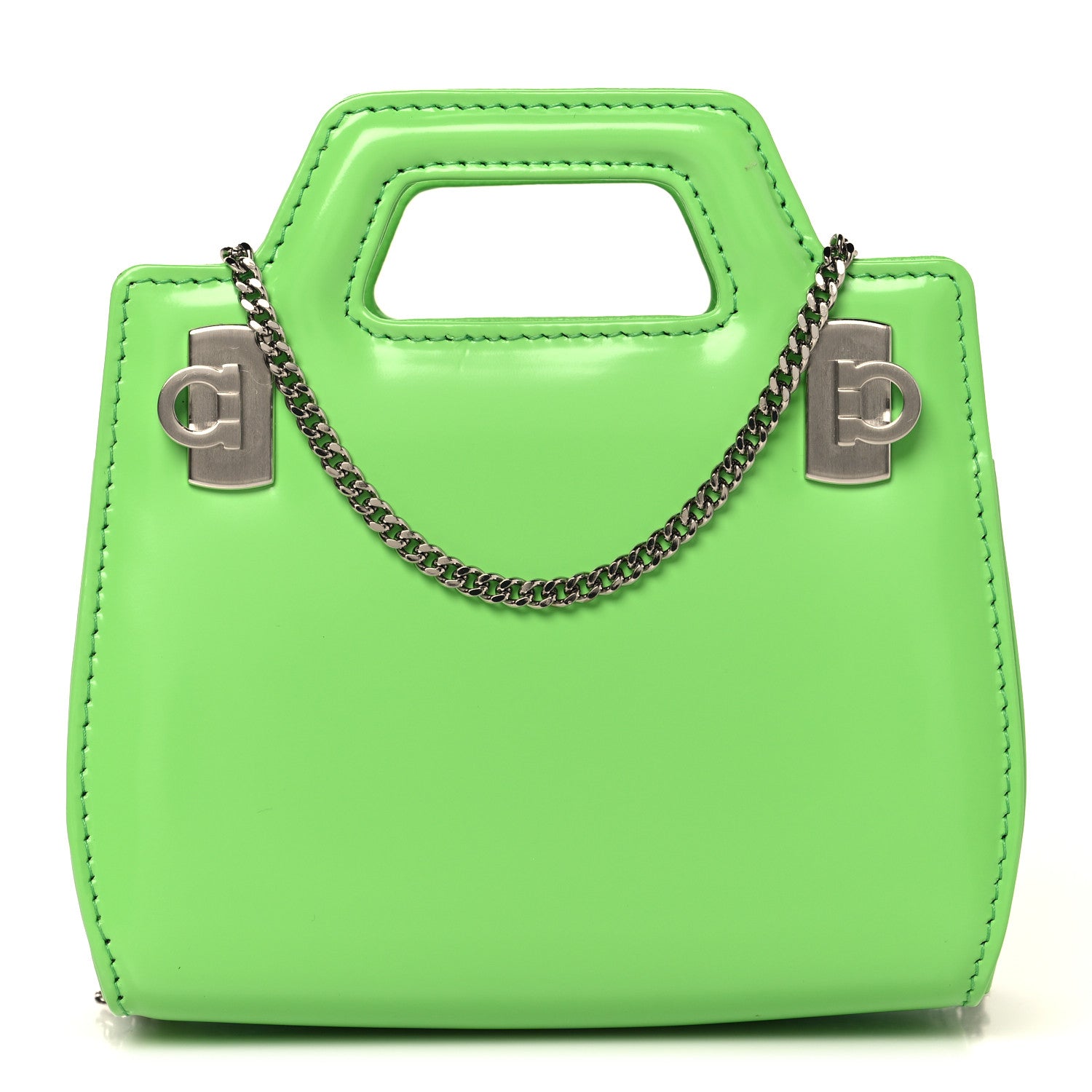Brushed Calfskin Micro Wanda Top Handle Bag Green