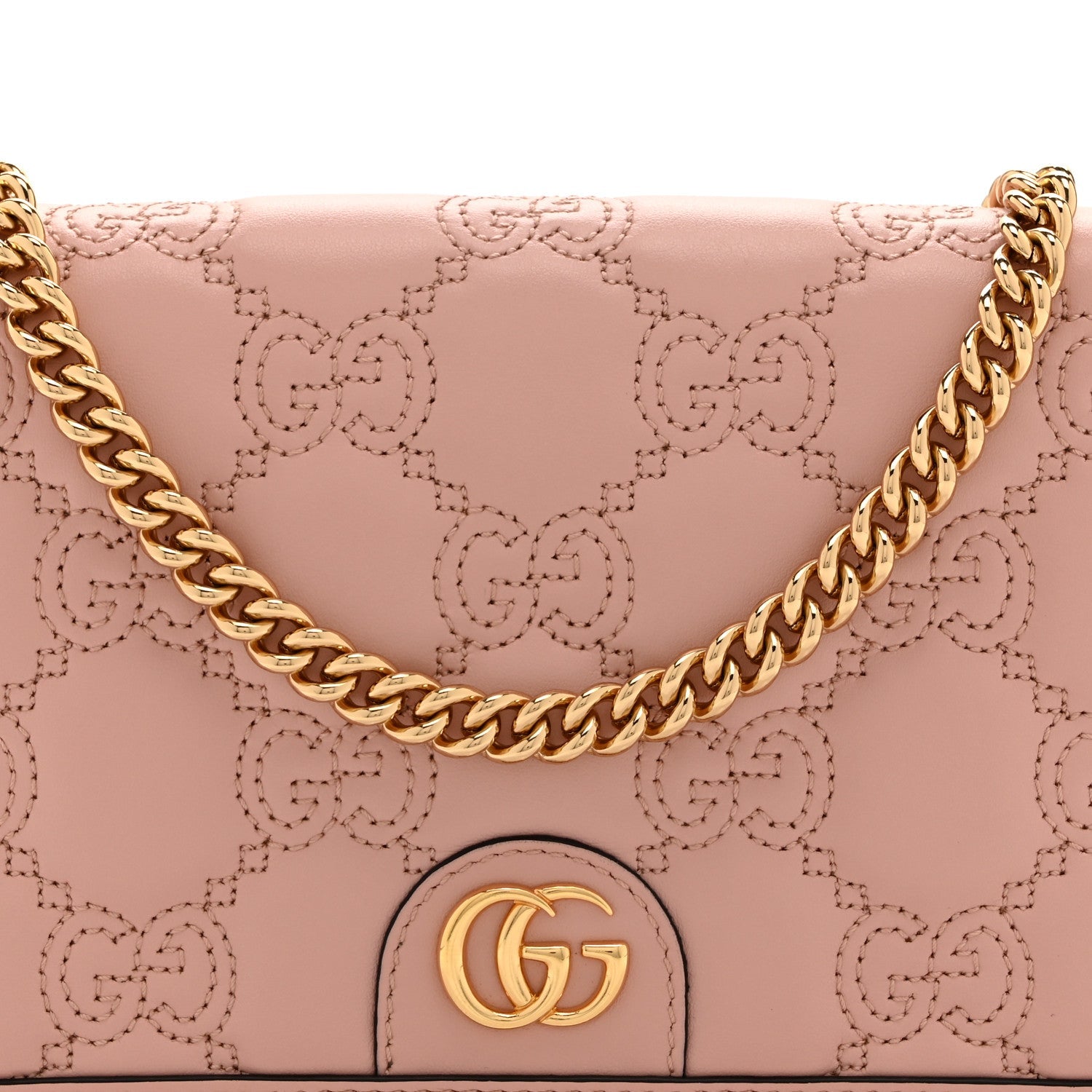 Calfskin GG Matelasse Chain Wallet Rhodamine Light Pink