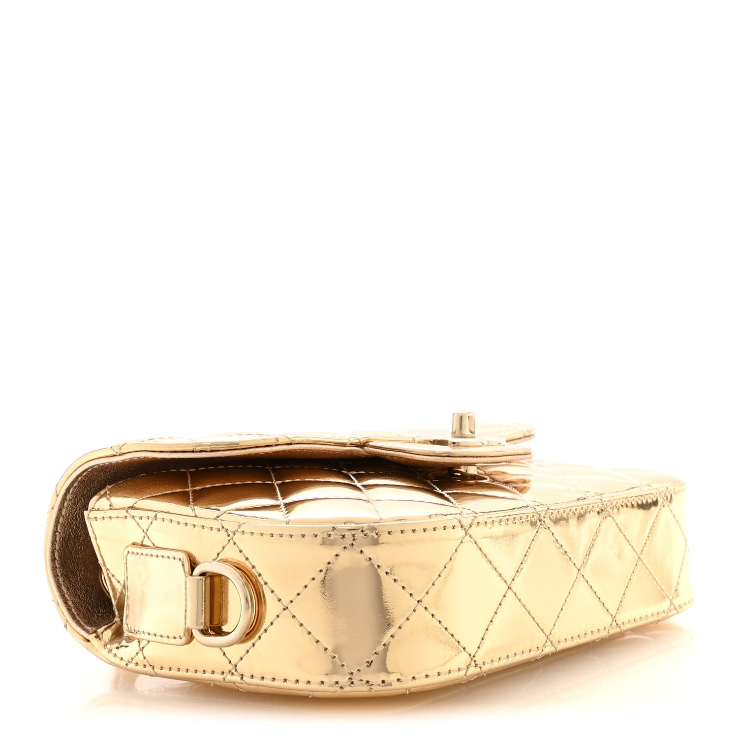 Mirror Calfskin Metallic Calfskin Quilted Hollywood Boulevard Mini Flap Gold