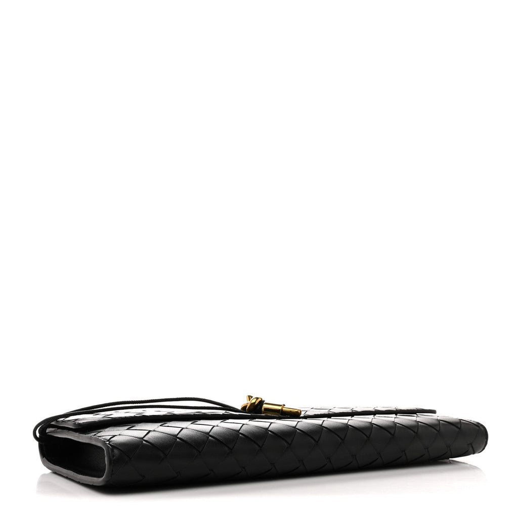 Nappa Intrecciato Long Andiamo Top Handle Clutch Black