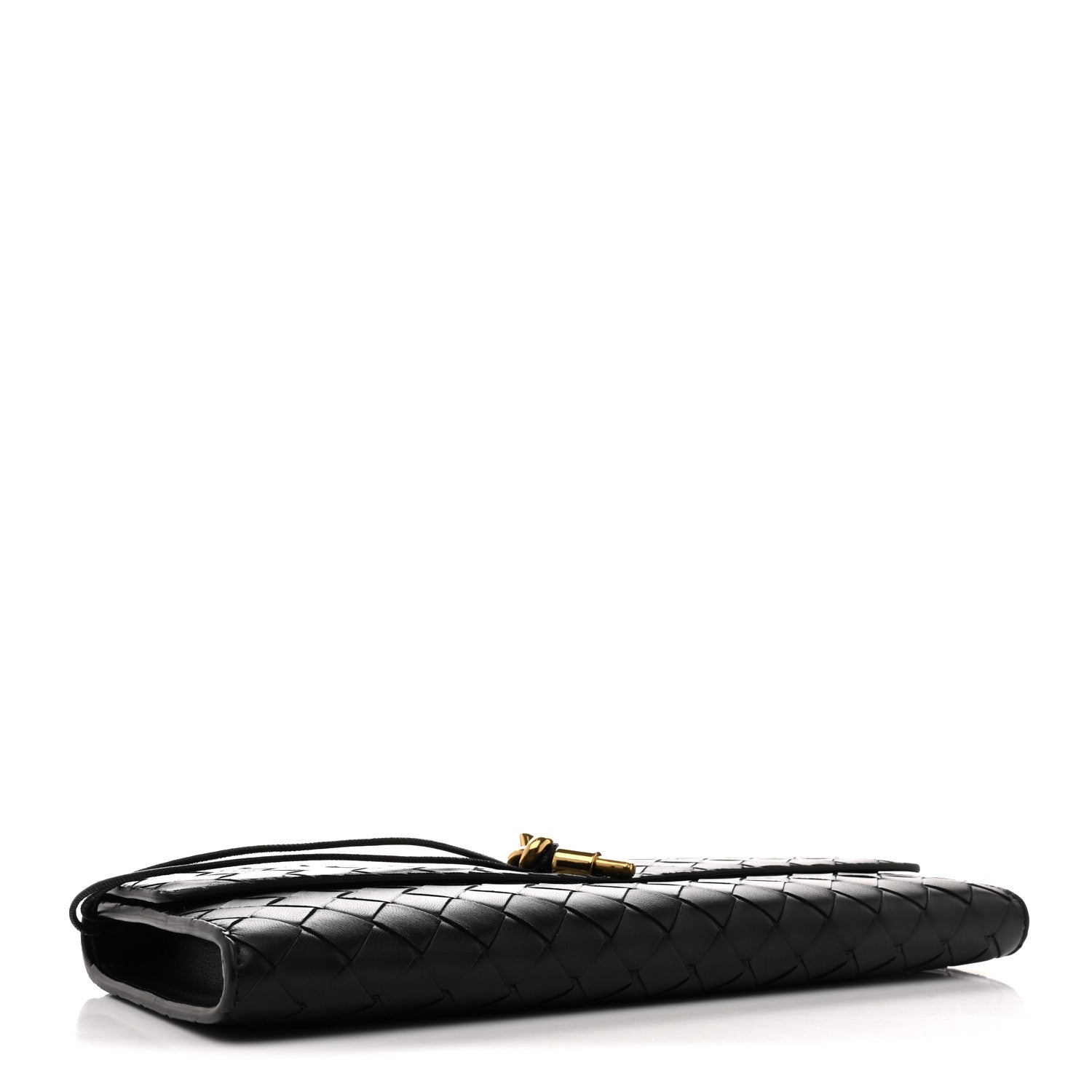 Nappa Intrecciato Long Andiamo Top Handle Clutch Black