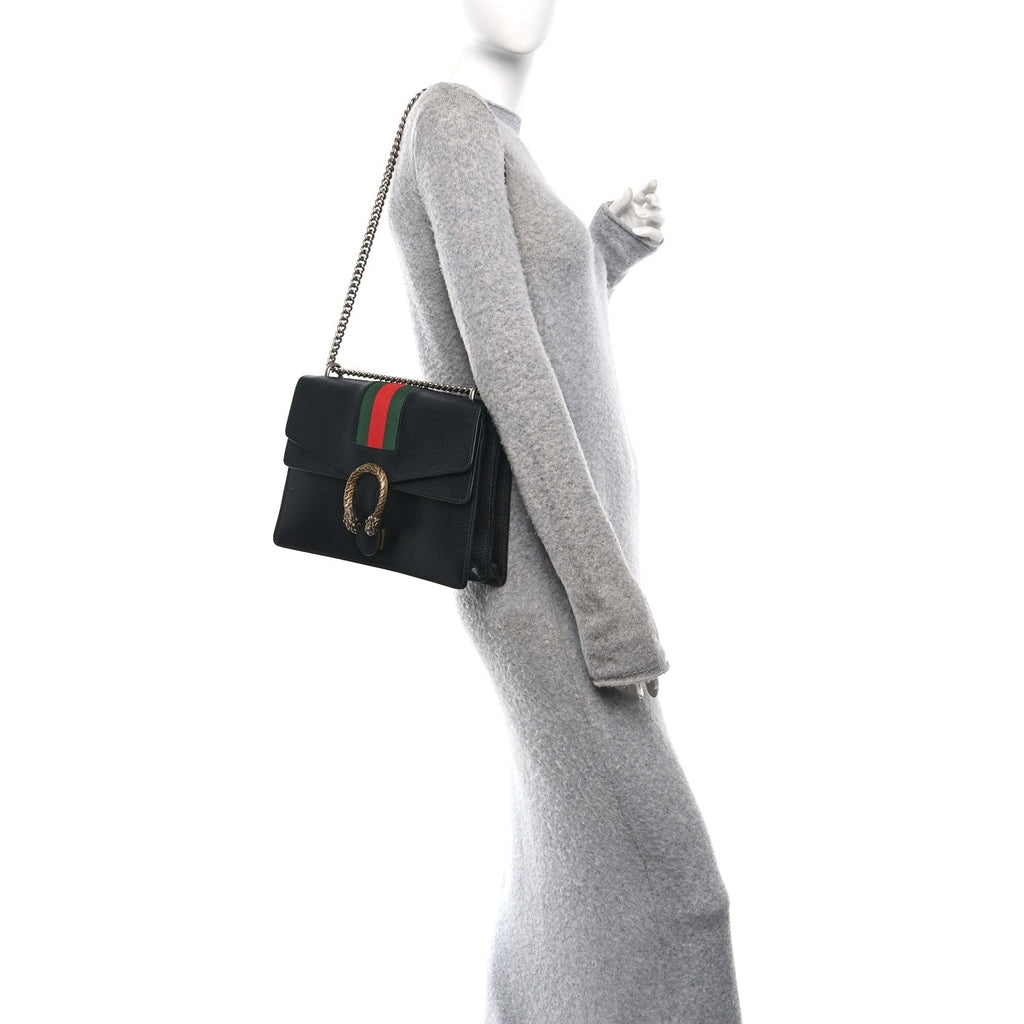 Calfskin Web Medium Dionysus Shoulder Bag Black