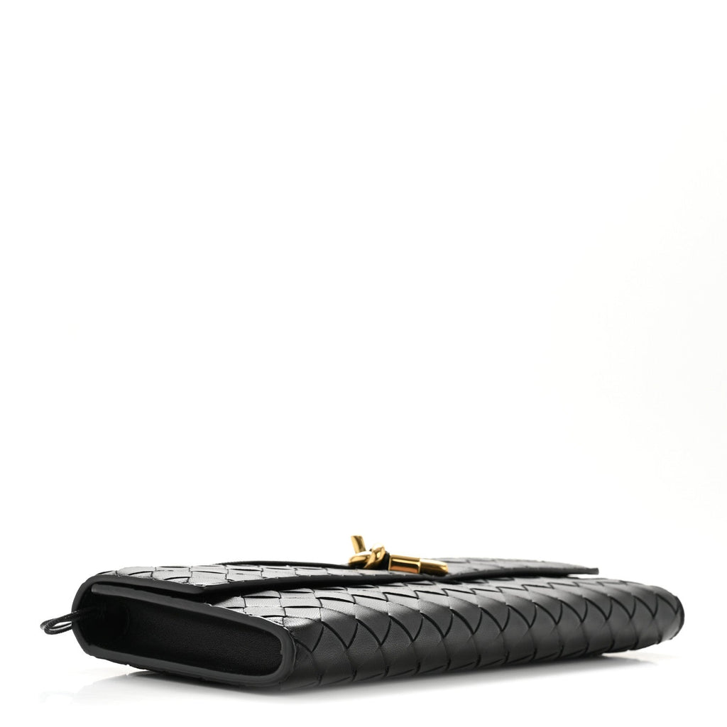 Nappa Intrecciato Long Andiamo Top Handle Clutch Black