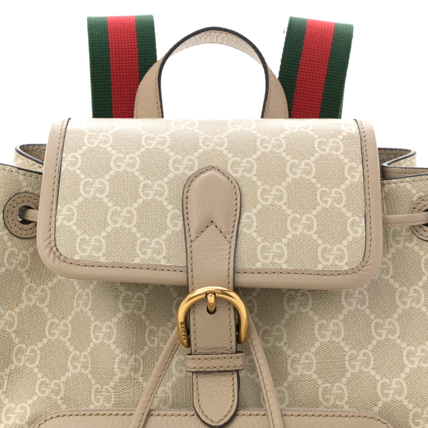 GG Supreme Monogram Azalea Calfskin Retro Interlocking G Buckle Backpack Beige Mystic White