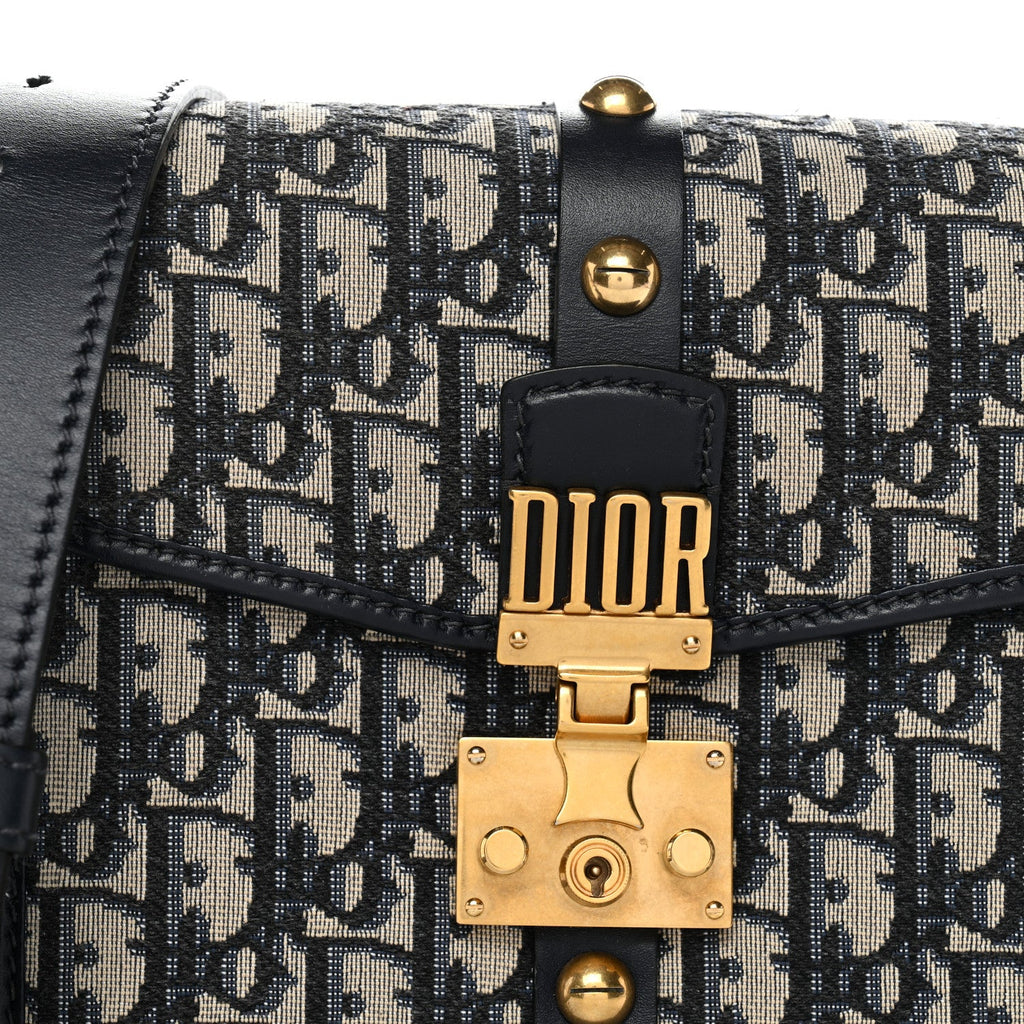 Oblique Square DiorAddict Flap Navy Blue