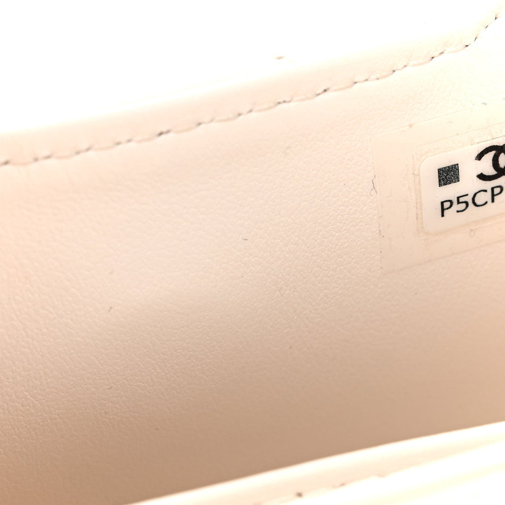 Shiny Aged Calfskin Quilted Mini Nano Kelly Shopper White