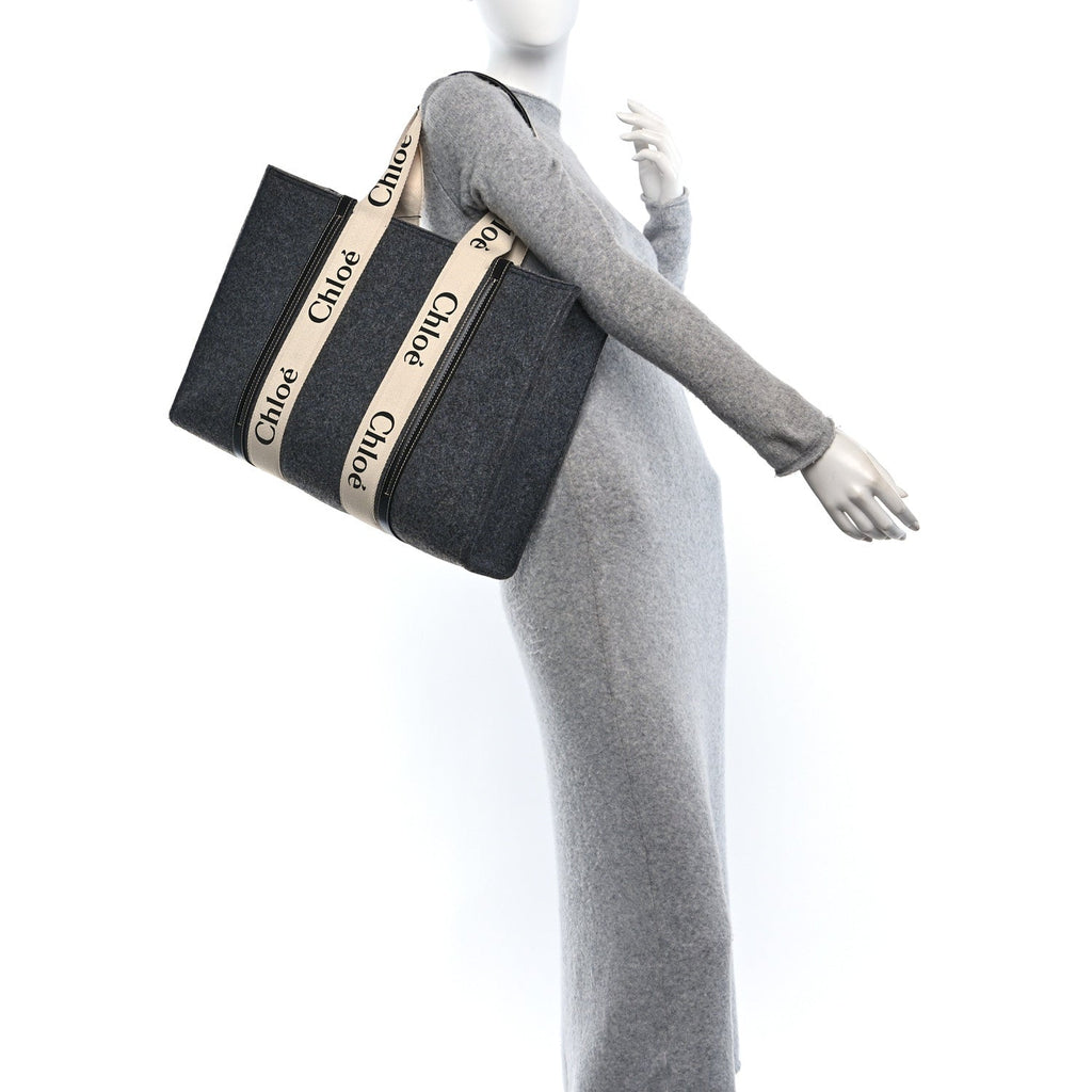 Felt Large Woody Ribbon Tote Cashmere Grey