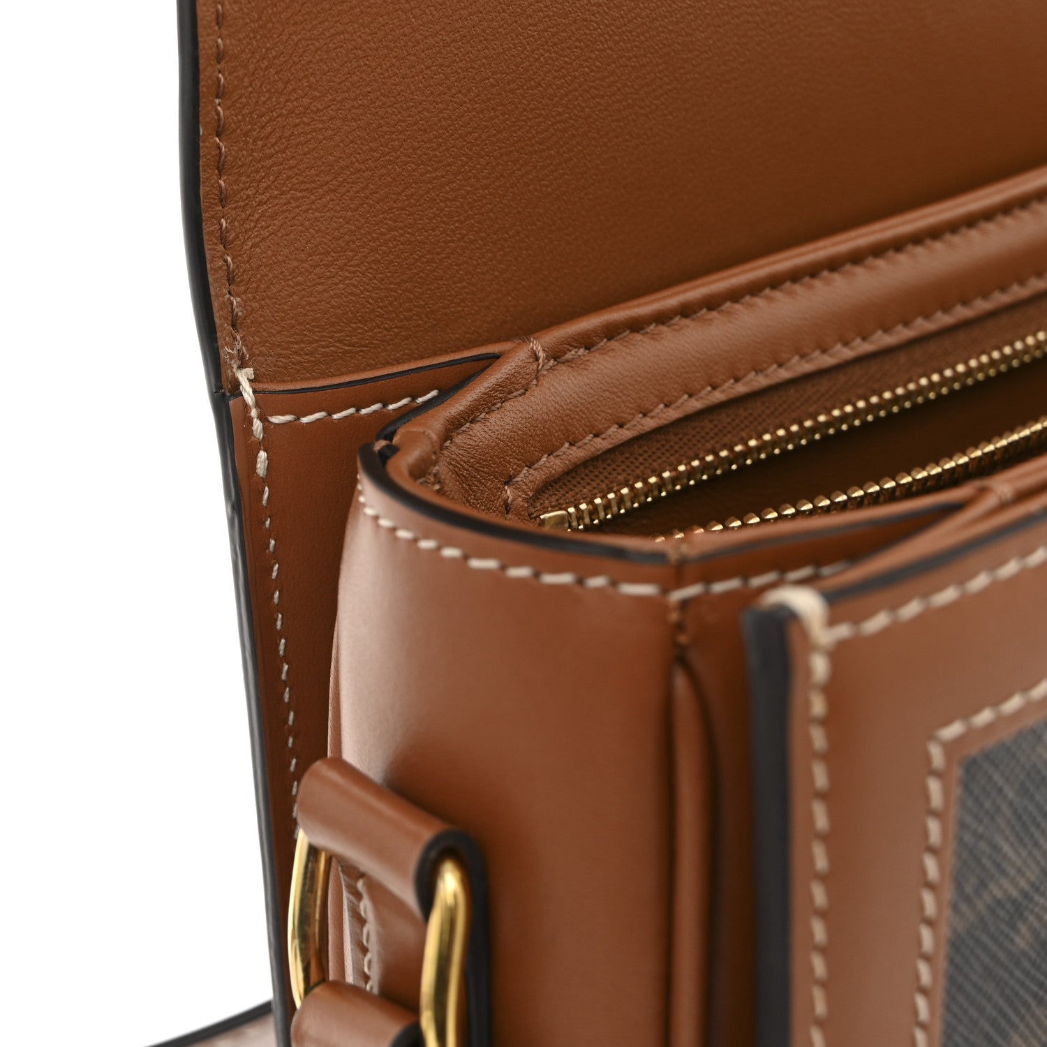 Calfskin Triomphe Canvas Teen Triomphe Bag Tan