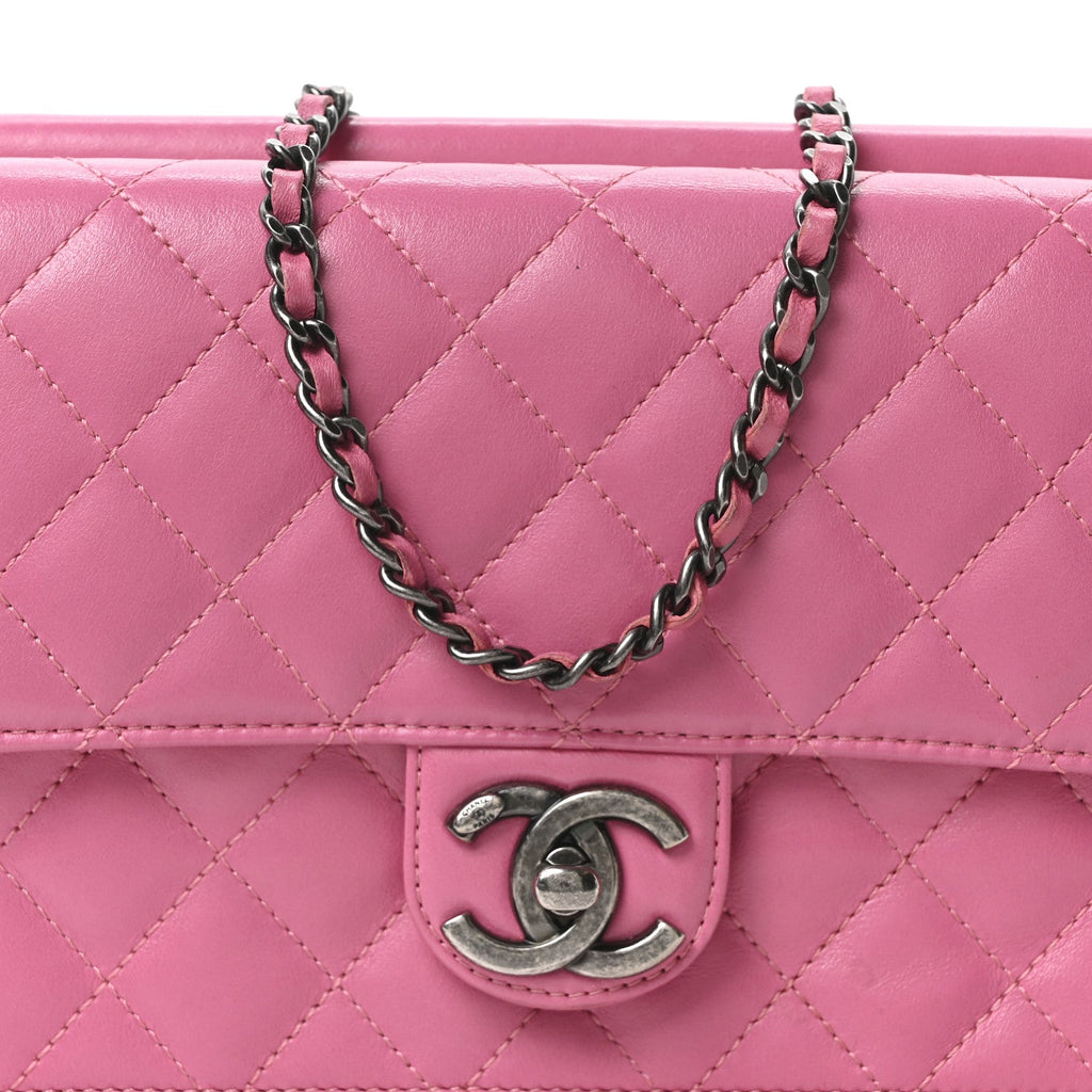 Lambskin Quilted Medium Crossing Times Flap Pink