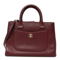 Grained Calfskin Small Neo Executive Shopper Tote Burgundy