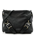 Crinkled Calfskin Small Voyou Bag Black