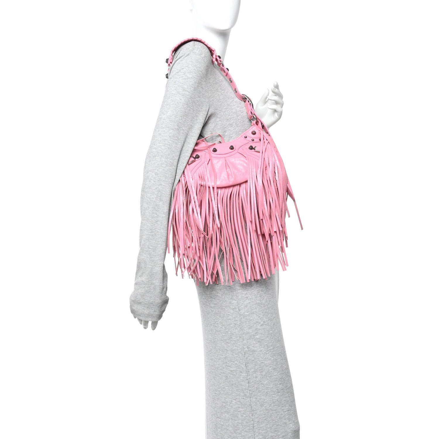 Agneau Arena Le Cagole Fringe Shoulder Bag XS Sweet Pink