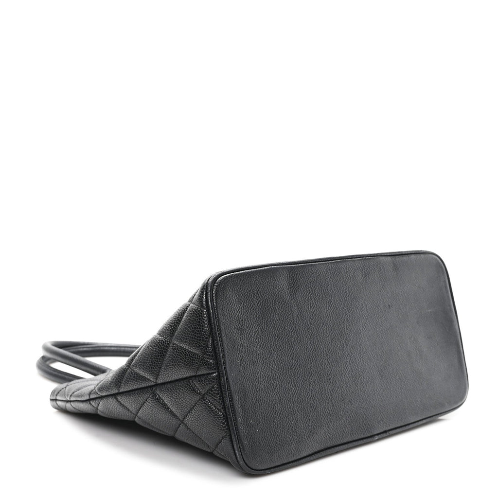 Caviar Quilted Medallion Tote Black