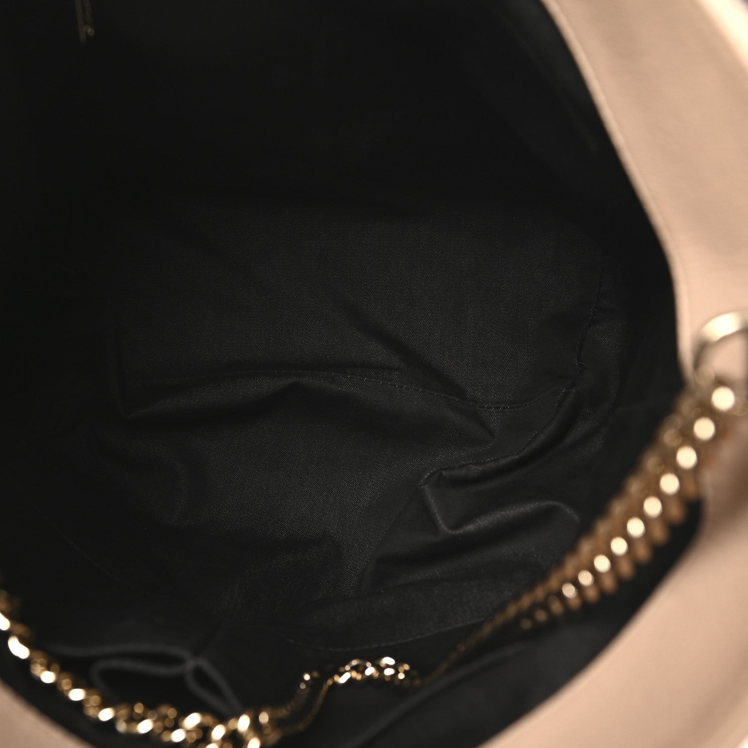 Calfskin Stitched Large Stripe Hobo Beige Black