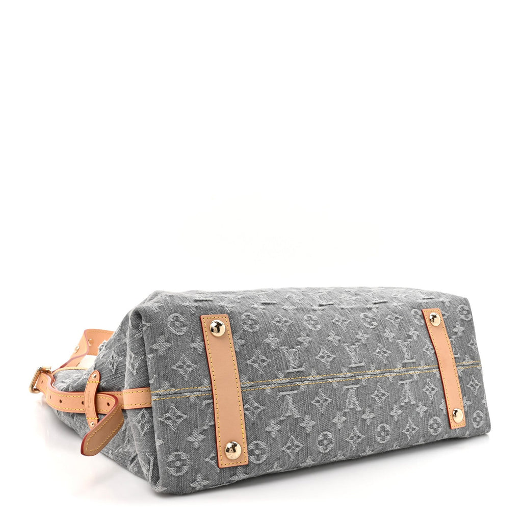 Monogram Denim CarryAll MM Washed Grey