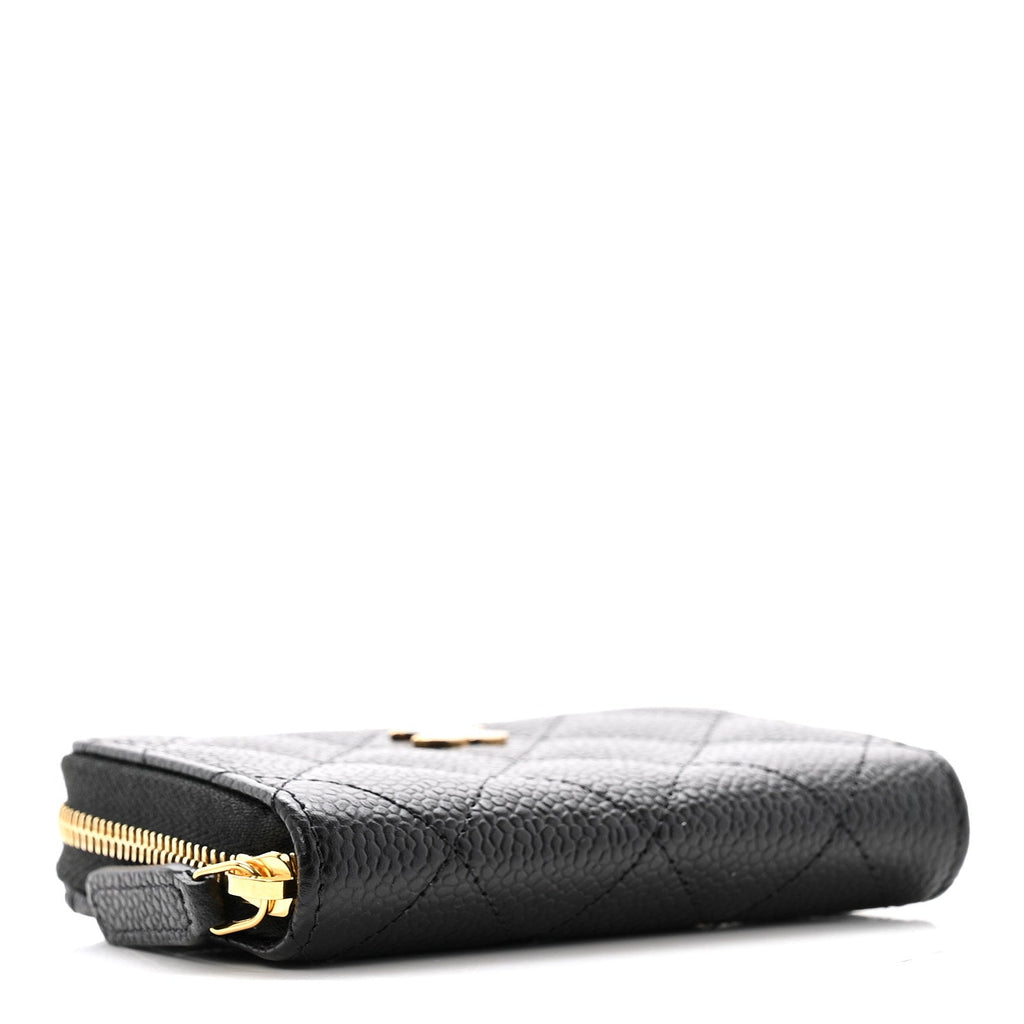 Caviar Quilted Zip Coin Purse Black