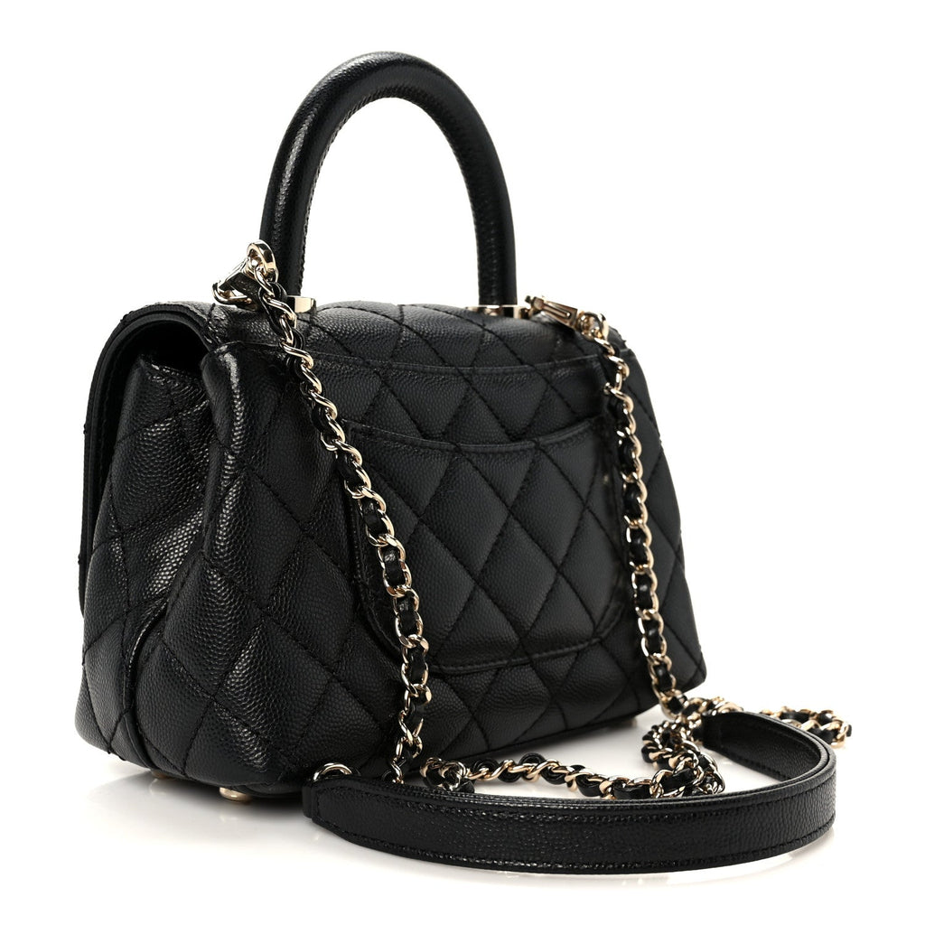Caviar Quilted Extra Mini Coco Handle Flap Black