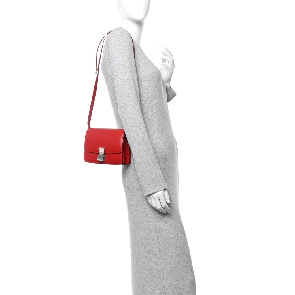 Box Calfskin Small Classic Box Flap Bag Red