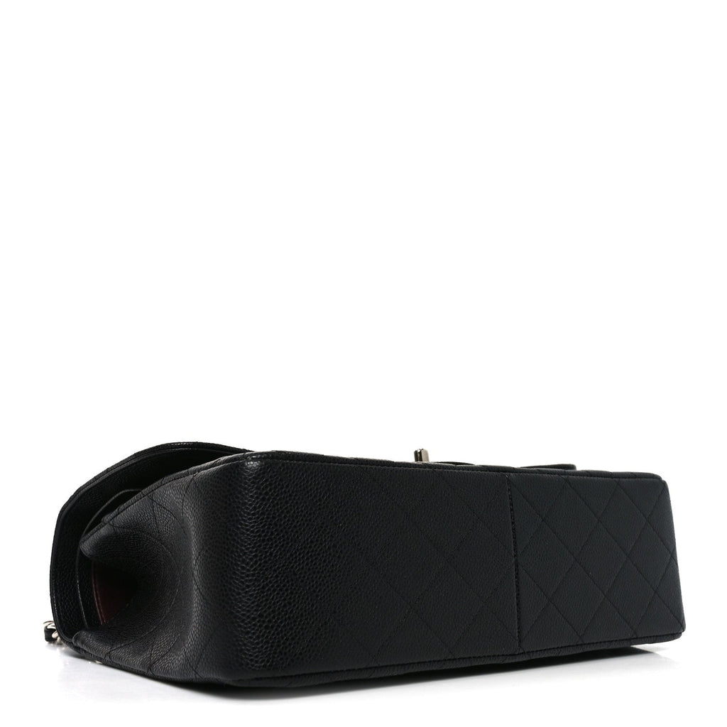 Caviar Quilted Jumbo Double Flap Black