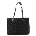 Caviar Quilted Grand Shopping Tote GST Black