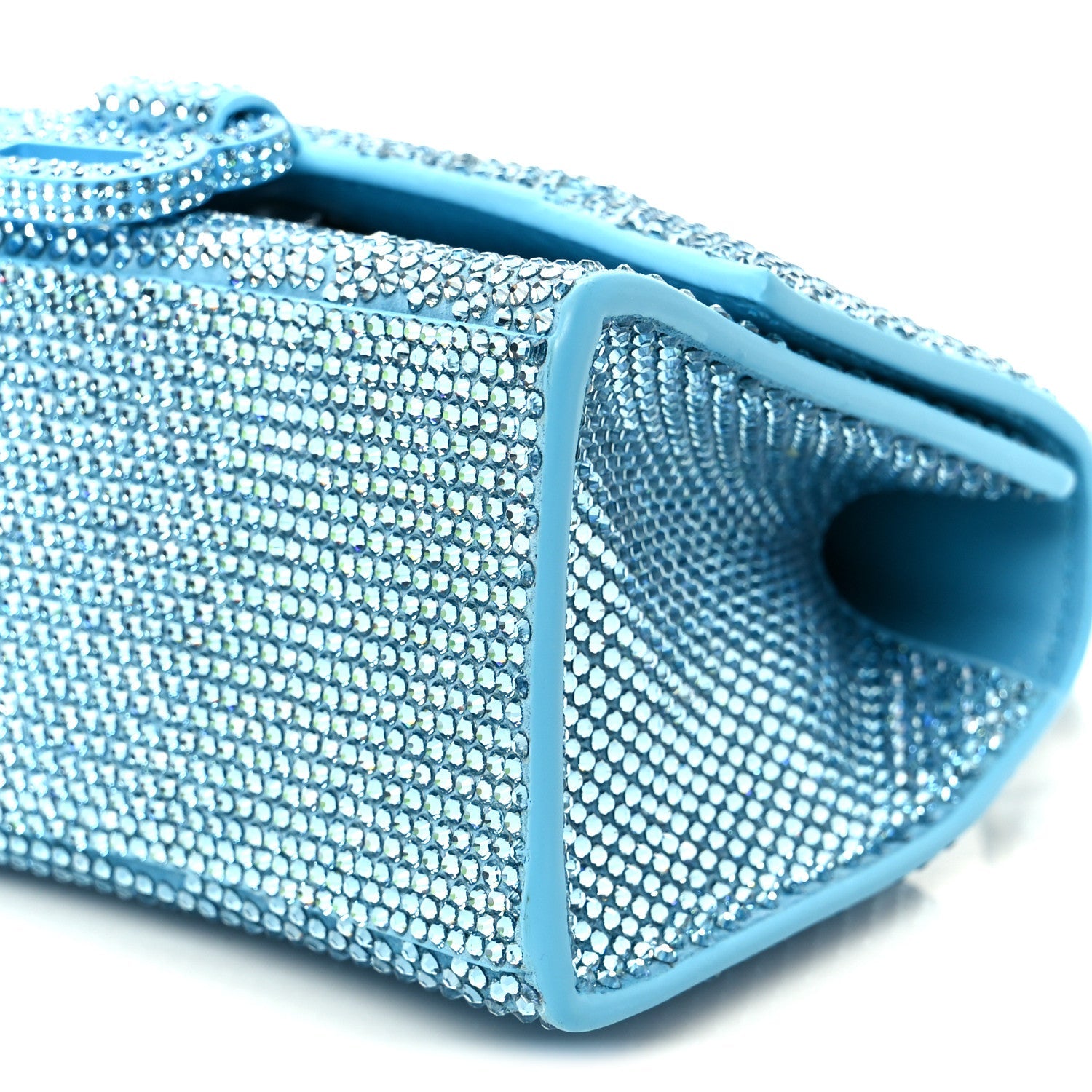 Strass Suede Hourglass Top Handle Bag XS Light Blue