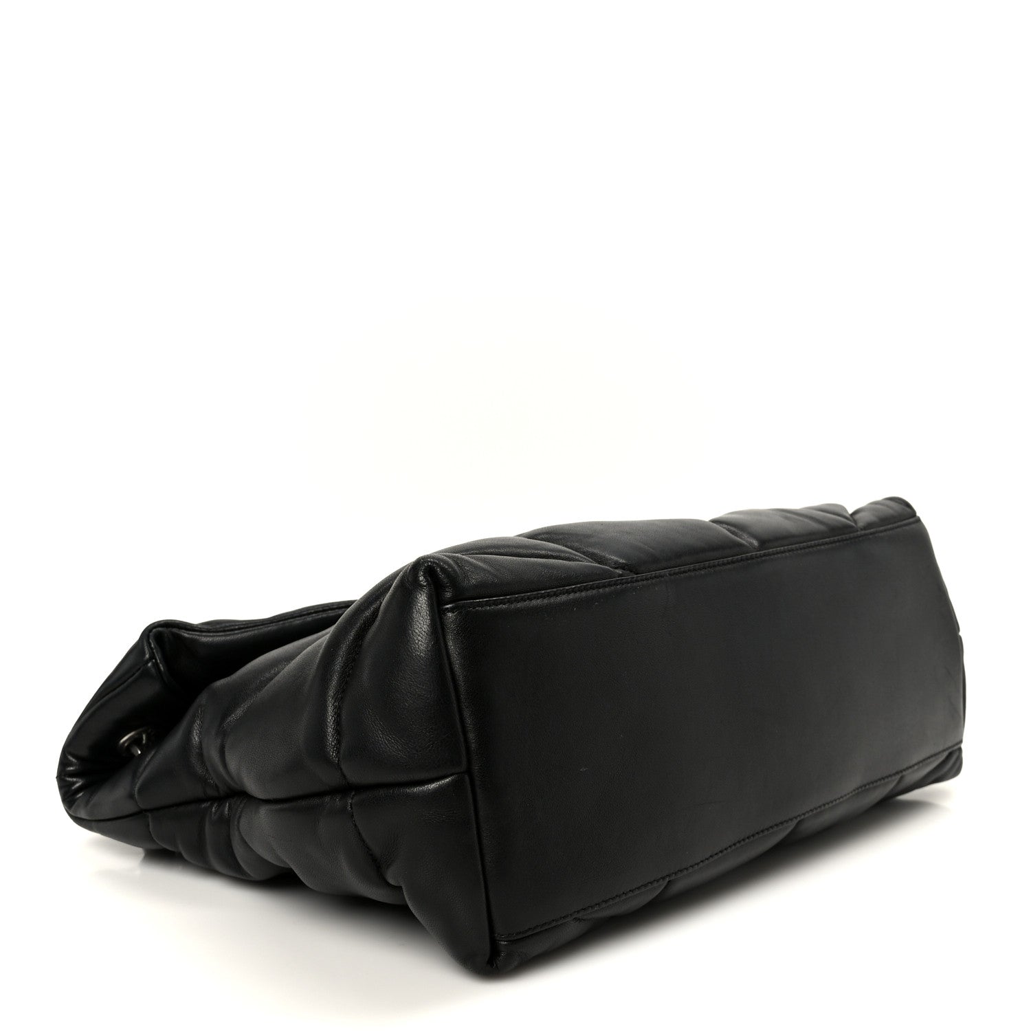 Lambskin Quilted Medium Loulou Puffer Monogram Chain Satchel Black