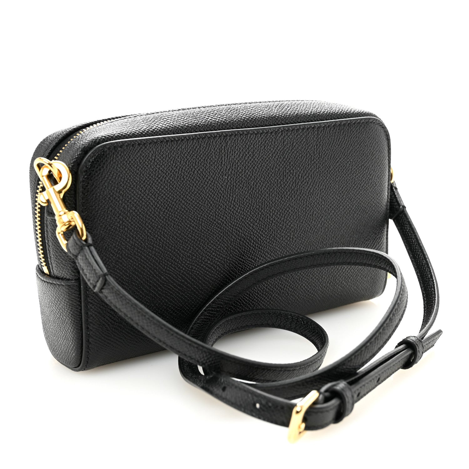 Grained Calfskin Caro Double Pouch Black