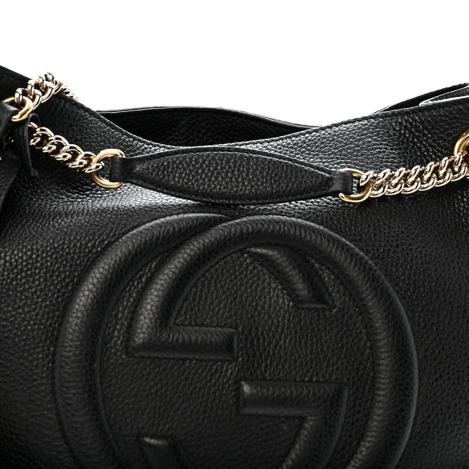 Pebbled Calfskin Medium Soho Chain Shoulder Bag Black
